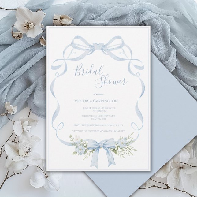 Invitación Marco de cinta azul Elegante arco Despedida de sol (Subido por el creador)