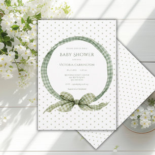 Invitación Marco de cinta de gingham verde vintage