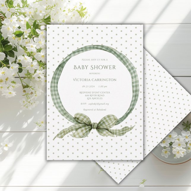 Invitación Marco de cinta de gingham verde vintage  (Subido por el creador)