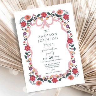 Invitación Marco de cinta para fiesta de graduación floral