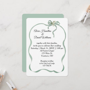 Invitación Marco de cinta verde y lazo para boda Sage