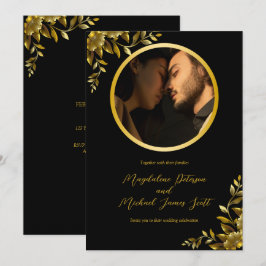 Invitación Marco de Círculo de Oro fotográfico personal sobre