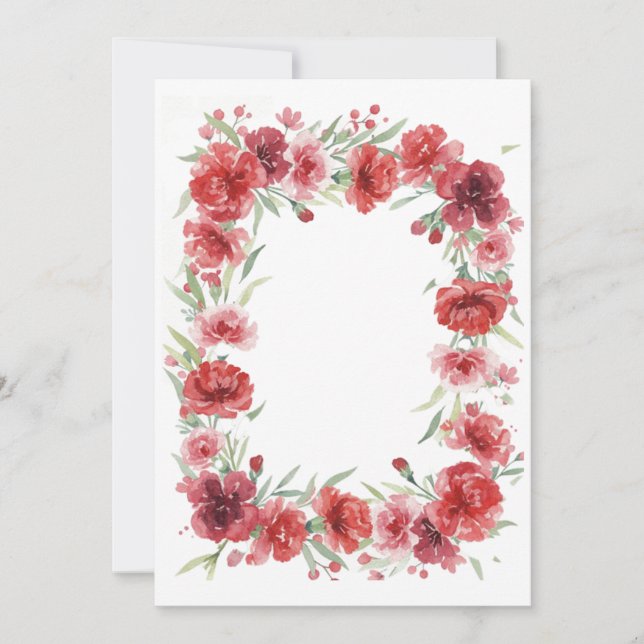 Invitación Marco de clavel rosa y rojo (Anverso)
