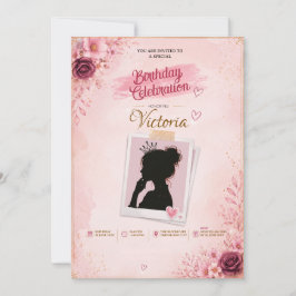 Invitación Marco de clipart de retrato de silueta de princesa