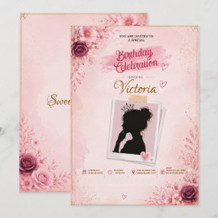 Invitación Marco de clipart de retrato de silueta de princesa