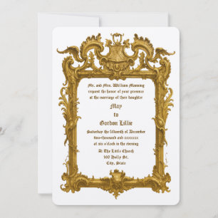 Invitación Marco de color barroco rococó con volutas de rocal