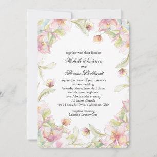 Invitación Marco de color de agua rosa floral