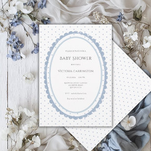 Invitación Marco de concha azul blanco vintage