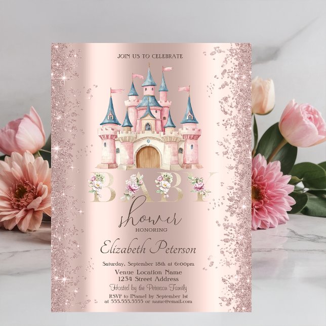 Invitación Marco de Confeti Brillante Fiesta Chic Castillo Ba (Subido por el creador)