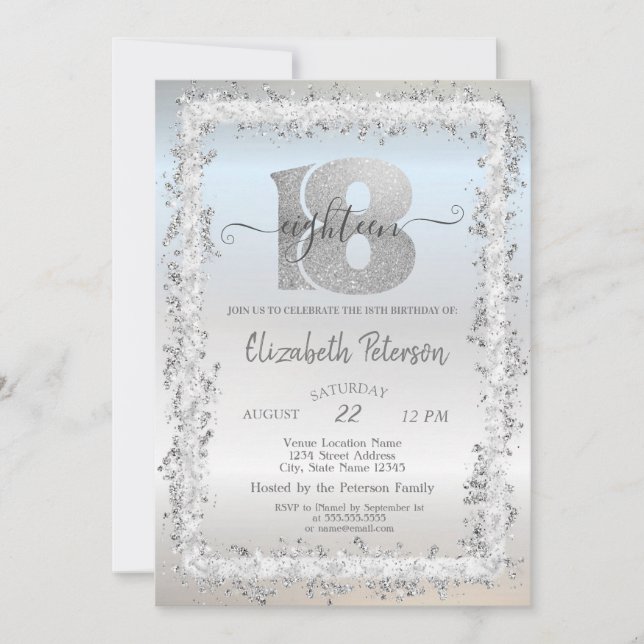 Invitación Marco de confeti chic para fiesta de cumpleaños 18 (Anverso)