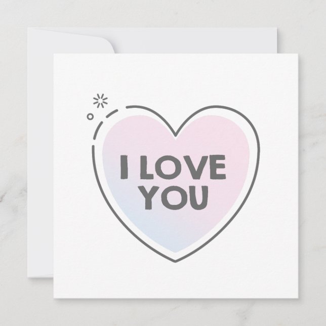 Invitación Marco de corazón y texto te amo (Anverso)