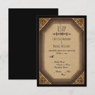 Invitación Marco de Cornisas Elegante Gótico Deco Bodas RSVP