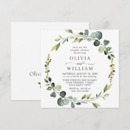 Invitación Marco de corona de eucalipto moderno para DUCHA DE