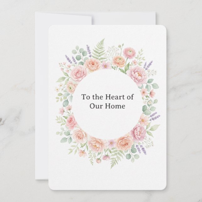 Invitación Marco de corona floral de acuarela con rosas paste (Anverso)