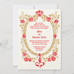 Invitación Marco de corona floral de rosas de la era Victoria