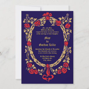 Invitación Marco de corona floral de rosas de la era victoria