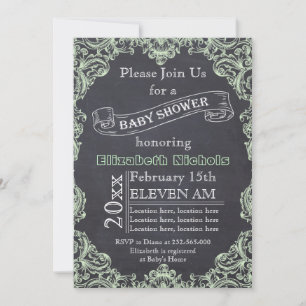 Invitación Marco de cosecha de mimbre verde y ducha de bebé e