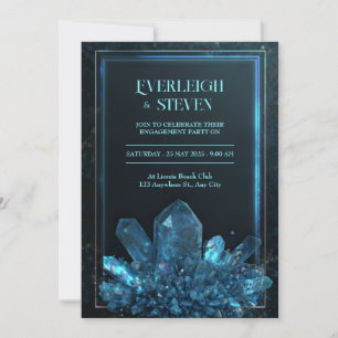 Invitación Marco de cuarzo azul verdoso luminoso de medianoch
