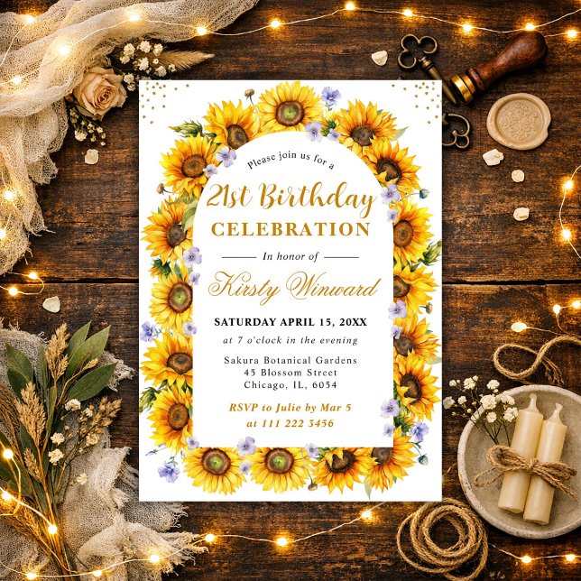 Invitación Marco de Cumpleaños de Girasoles en Acuarela (Subido por el creador)