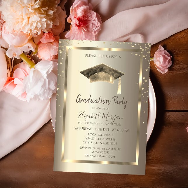 Invitación Marco de diamantes de oro, tapón de agua de gramaj (Subido por el creador)