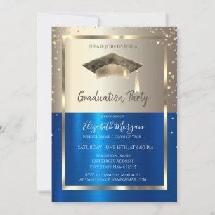 Invitación Marco de diamantes dorados, gorra de graduación ac