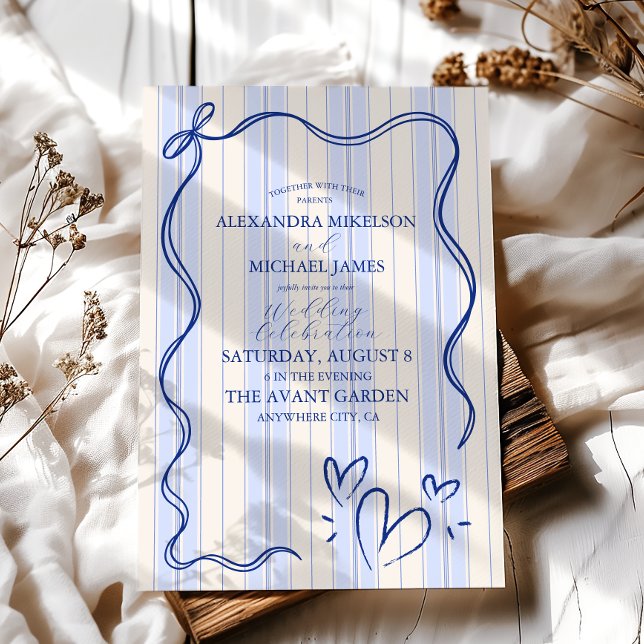Invitación Marco de Doodle Azul Caprichoso Boda (Subido por el creador)