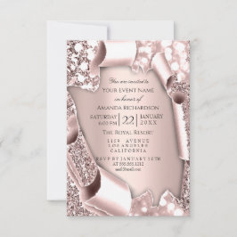Invitación Marco de Efecto Glitter 3D Rosa Pink Boda 