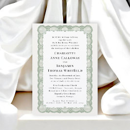 Invitación Marco de encaje verde salvia Boda tradicional