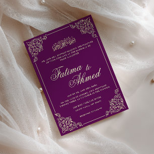 Invitación Marco de encaje victoriano violeta púrpura Boda mu