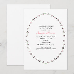 Invitación Marco de enredadera de corazón rosa rústico para d