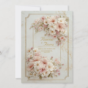 Invitación Marco de Entrada Dorado de Flor Silvestre Boda