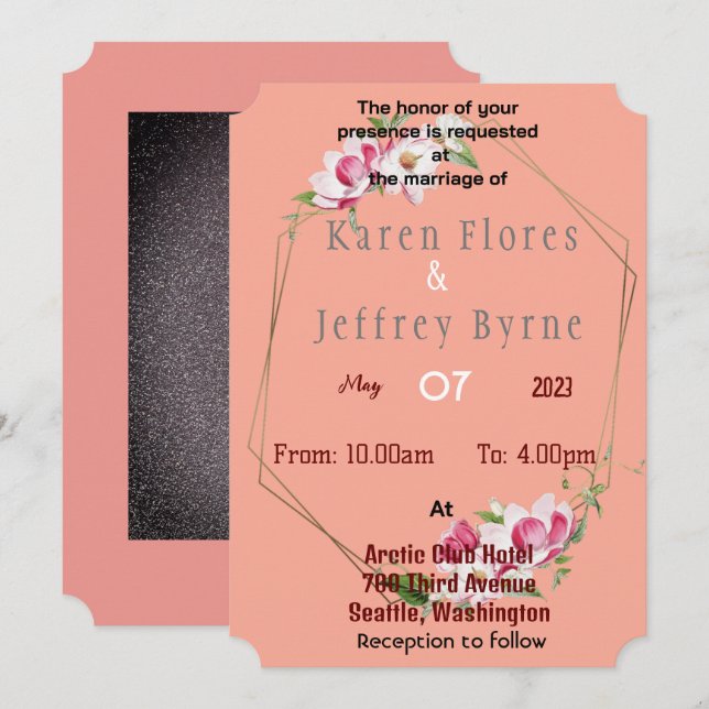 Invitación Marco de Flor (Anverso / Reverso)