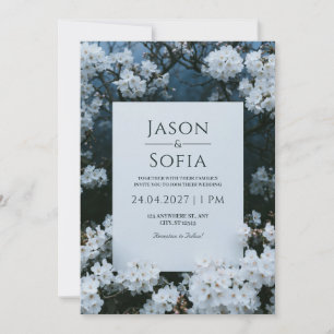 Invitación Marco de Flor de Cerezo de Medianoche para Boda
