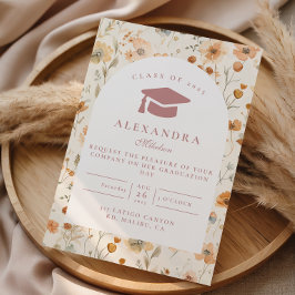 Invitación Marco de Flor Silvestre Mínimo para Graduación