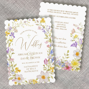 Invitación Marco de flores de prado Boda católica