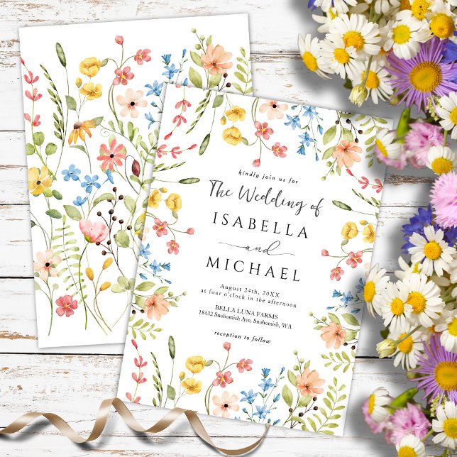 Invitación Marco de flores silvestres moderno Boda de jardín (Subido por el creador)