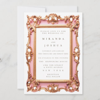Invitación Marco de floritura ornamentada en oro rosa