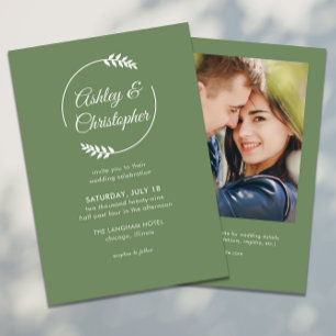 Invitación Marco de follaje moderno Boda fotográfico verde si