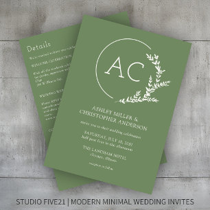 Invitación Marco de follaje moderno Boda todo en uno verde