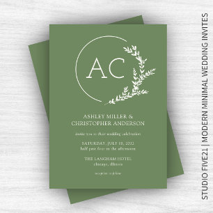 Invitación Marco de follaje moderno Boda verde silenciado