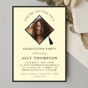 Invitación Marco de Foto Amarillo Moderno Fiesta de Graduació