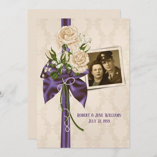 Invitación Marco de foto de aniversario de bodas (Anverso / Reverso)