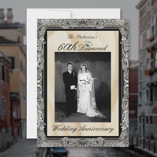 Invitación Marco de foto de aniversario de bodas de diamante