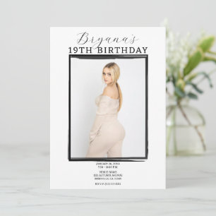 Invitación Marco de foto en blanco y negro Tendencias moderna