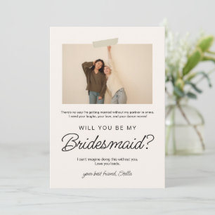 Invitación Marco de foto moderno de crema ¿Quieres ser mi dam