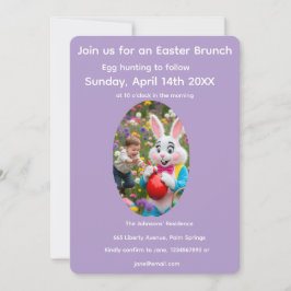 Invitación Marco de foto ovalado de Pascua de conejo y niño