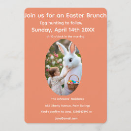 Invitación Marco de foto ovalado de Pascua de conejo y niño