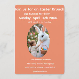 Invitación Marco de foto ovalado de Pascua de conejo y niño