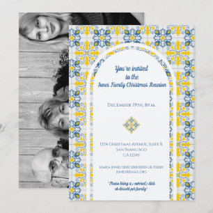 Invitación Marco de fotos de azulejos portugueses para Navida