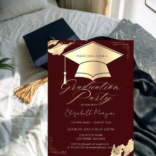Invitación Marco de gorra de graduación dorada trazo de pince